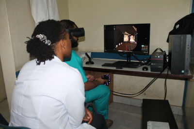 Students at the University of Nairobi using the VR goggles with Luxsonic aVIP.